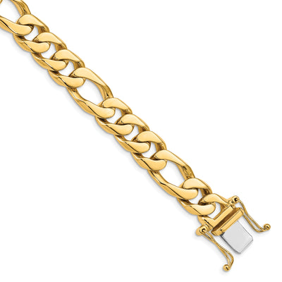 14K Hand Polished Figaro Link with Box Catch Clasp Necklace, 18 x 10mm