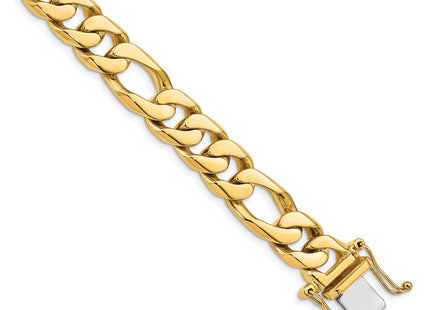 14K Hand Polished Figaro Link with Box Catch Clasp Chain (per inch), 1 x 10mm