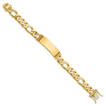 14K Hand-polished Solid Chain/Solid Plate Figaro Link Plate ID Bracelet, 8.5 x 14mm view
