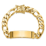 14K Hand-polished Solid Chain/Solid Plate Figaro Link Plate ID Bracelet, 8.5 x 14mm view