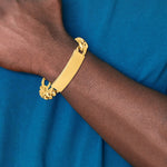 14K Hand-polished Solid Chain/Solid Plate Figaro Link Plate ID Bracelet, 8.5 x 14mm view