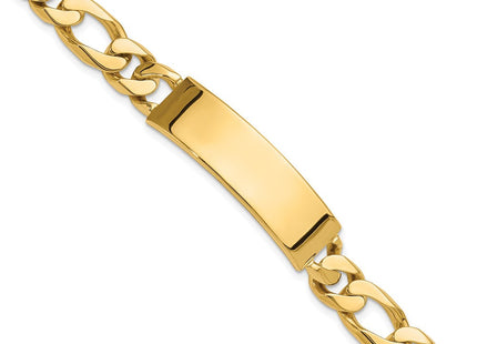 14k Hand-polished Solid Chain/Solid Plate Figaro Link Plate 8. ID Bracelet (Style LK110ID-8.5)
