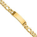 14K Hand-polished Solid Chain/Solid Plate Figaro Link Plate ID Bracelet, 8.5 x 14mm