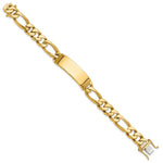 14K Hand-polished Solid Chain/Solid Plate Figaro Link Plate ID Bracelet, 8.5 x 15.5mm view