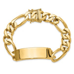 14K Hand-polished Solid Chain/Solid Plate Figaro Link Plate ID Bracelet, 8.5 x 15.5mm view