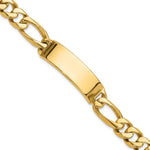 14K Hand-polished Solid Chain/Solid Plate Figaro Link Plate ID Bracelet, 8.5 x 15.5mm view
