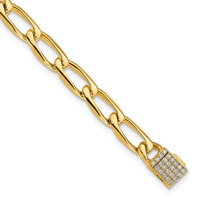 14K Hand-polished Open Link 1.65 carat Diamond Clasp Bracelet