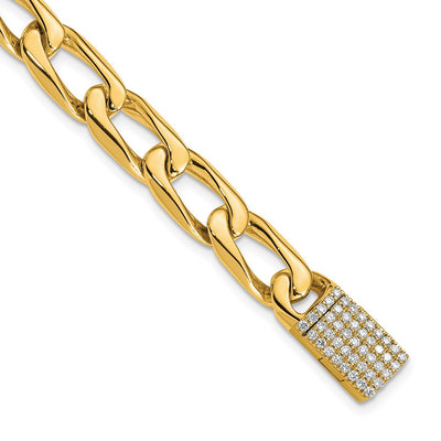 14K Hand-polished Open Link 1.2 carat Diamond Clasp Bracelet