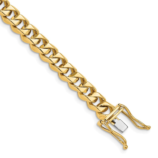 14K Hand Polished Fancy Traditional Link with Box Catch Clasp Bracelet, 1 x 7mm