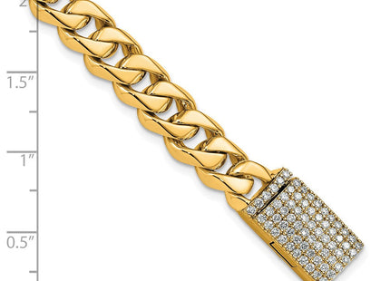 14k Hand-polished Fancy Curb Link Diamond Clasp Bracelet with Carat Weight Variations (Style LK118DIA-8)
