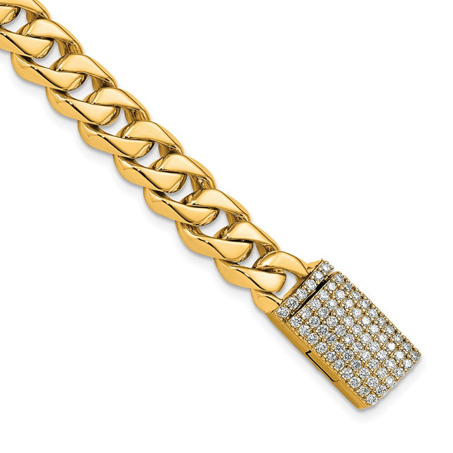 14K gold diamond curb link bracelet