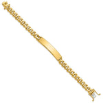 14K Hand-Polished Solid Chain Curb Link Plate ID Bracelet with Solid Plate Design, 8 x 7mm view