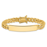 14K Hand-Polished Solid Chain Curb Link Plate ID Bracelet with Solid Plate Design, 8 x 7mm view