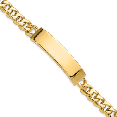 14K Hand-Polished Solid Chain Curb Link Plate ID Bracelet with Solid Plate Design, 8 x 12mm