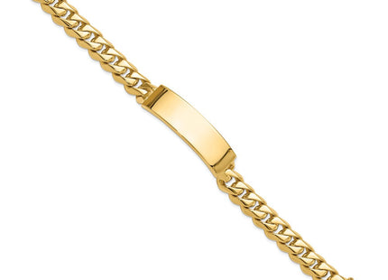 14k Hand-polished Solid Chain/Solid Plate Curb Link Plate ID Bracelet (Style LK120ID-8)