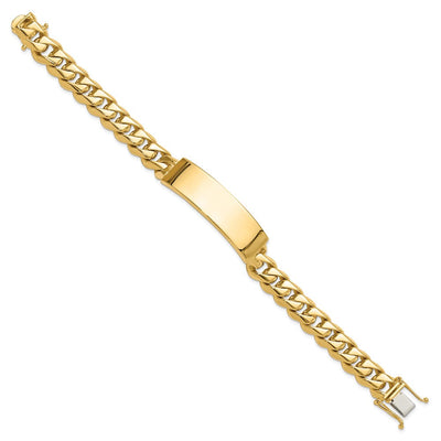 14K Hand-Polished Solid Chain Curb Link Plate ID Bracelet with Solid Plate Design, 8 x 14mm