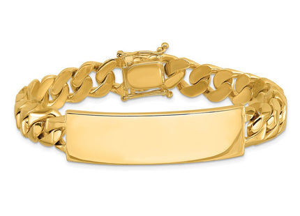 14k Hand-polished Solid Chain/Solid Plate Curb Link Plate ID Bracelet (Style LK120ID-8)