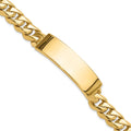 14K Hand-Polished Solid Chain Curb Link Plate ID Bracelet with Solid Plate Design, 8 x 14mm