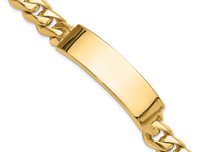 14k Hand-polished Solid Chain/Solid Plate Curb Link Plate ID Bracelet (Style LK120ID-8)