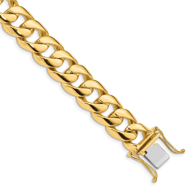14K Hand Polished Rounded Curb Link with Box Catch Clasp Chain (per inch), 1 x 13.4mm
