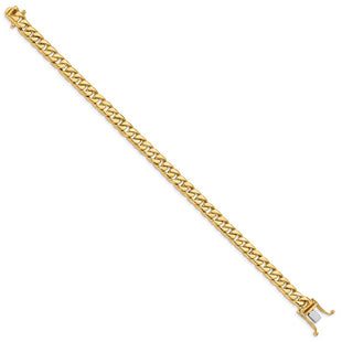 14K Hand Polished Flat Beveled Curb Link with Box Catch Clasp Bracelet (Style LK131-8)