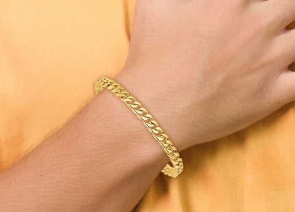 14K Hand Polished Flat Beveled Curb Link with Box Catch Clasp Chain (per inch), 1 x 6.8mm