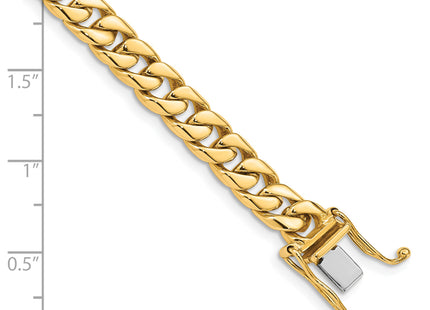 14K Hand Polished Flat Beveled Curb Link with Box Catch Clasp Chain (per inch), 1 x 6.8mm