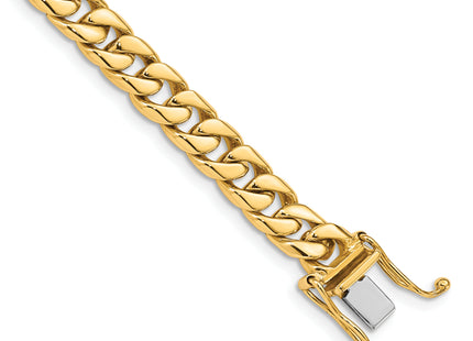 14K Hand Polished Flat Beveled Curb Link with Box Catch Clasp Chain (per inch), 1 x 6.8mm