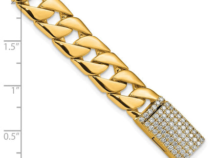 14k Hand-polished Fancy Curb Link Diamond Clasp Bracelet with Carat Weight Variations (Style LK141DIA-8)