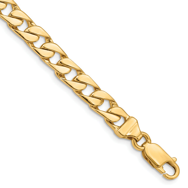 14K Hand Polished Fancy Link with Lobster Clasp Bracelet, 1 x 6.5mm