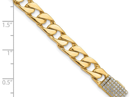 14k Hand-polished Fancy Curb Link Diamond Clasp Bracelet with Carat Weight Variations (Style LK147DIA-8)