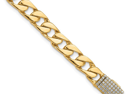 14k Hand-polished Fancy Curb Link Diamond Clasp Bracelet with Carat Weight Variations (Style LK147DIA-8)