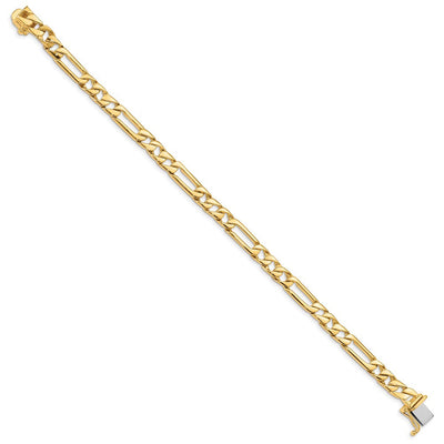 14K Hand Polished Figaro Link with Box Catch Clasp Necklace, 18 x 6mm