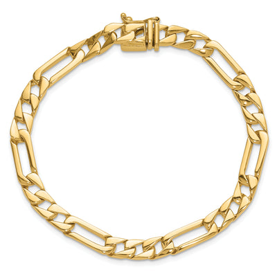 14K Hand Polished Figaro Link with Box Catch Clasp Necklace, 18 x 6mm