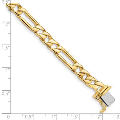 14K Hand Polished Figaro Link with Box Catch Clasp Necklace, 18 x 6mm
