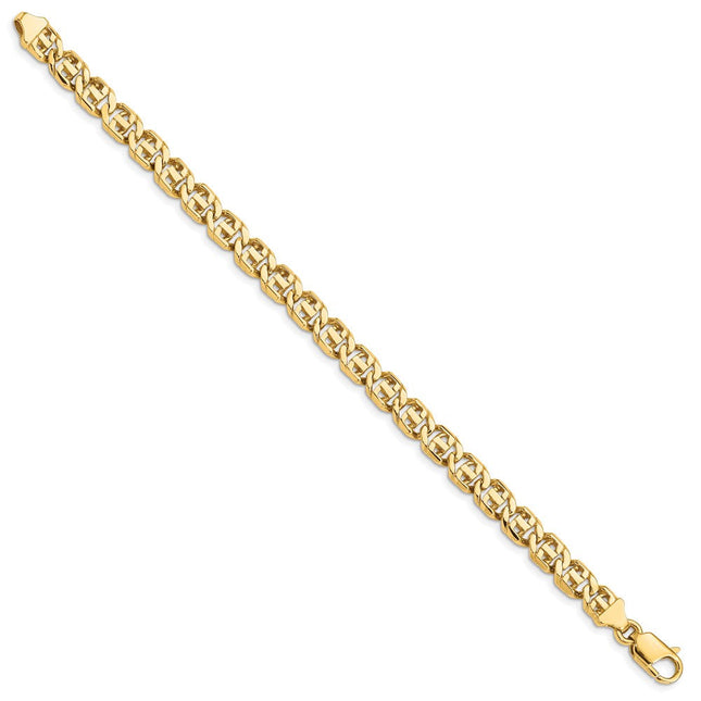14K Hand Polished Fancy Link with Lobster Clasp Bracelet, 1 x 6.75mm