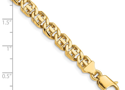 14K Hand Polished Fancy Link with Lobster Clasp Chain (per inch), 1 x 6.75mm