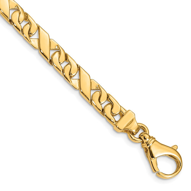 14K Hand Polished Fancy Link with Fancy Lobster Clasp Chain (per inch), 1 x 6.7mm