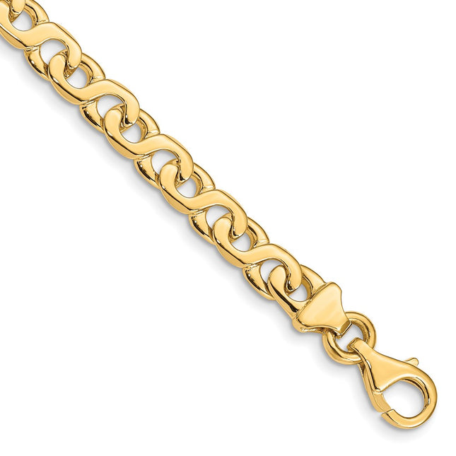 14K Hand Polished Fancy Link with Fancy Lobster Clasp Chain (per inch), 1 x 6.2mm