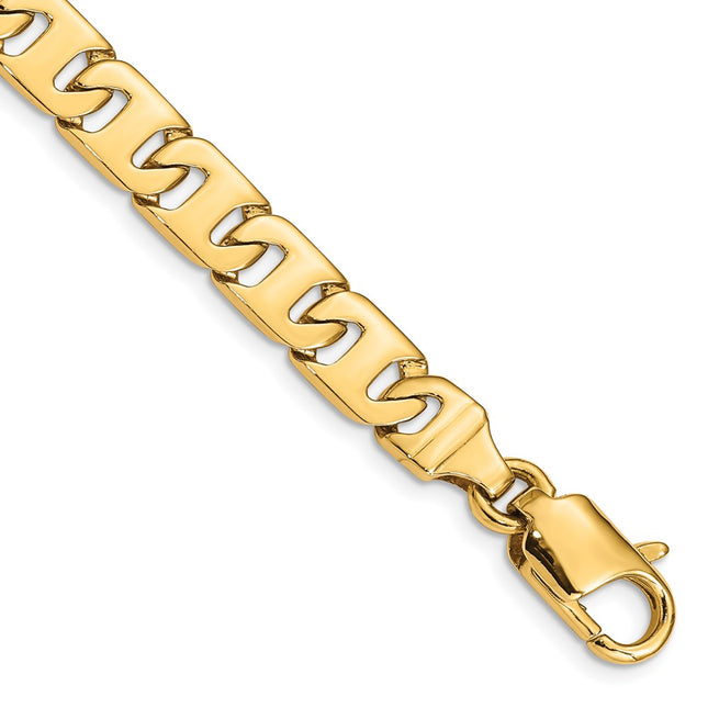 14K Hand Polished Fancy Link with Fancy Lobster Clasp Chain (per inch), 1 x 8.3mm