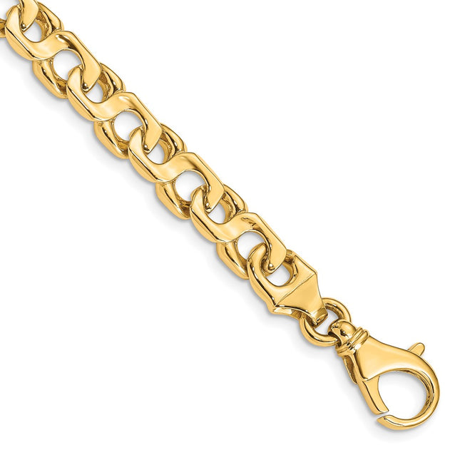 14K Hand Polished Fancy Link with Fancy Lobster Clasp Chain (per inch), 1 x 7.4mm (K178)