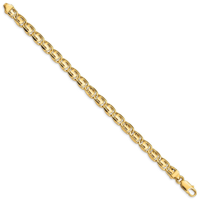 14K Hand Polished Fancy Link with Lobster Clasp Chain (per inch), 1 x 7.5mm
