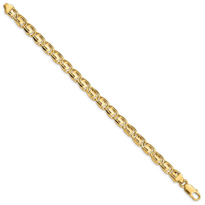 14K Hand Polished Fancy Link with Lobster Clasp Necklace, 18 x 7.5mm