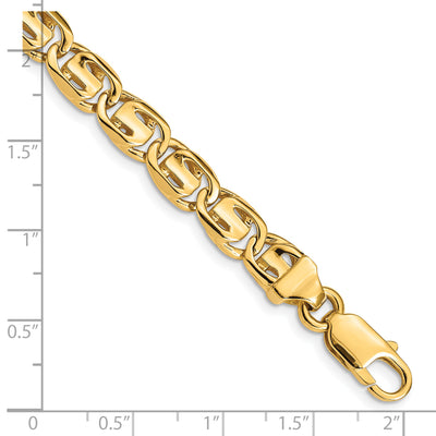 14K Hand Polished Fancy Link with Lobster Clasp Necklace, 18 x 7.5mm