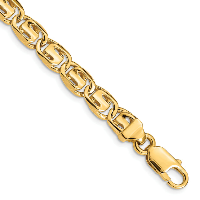 14K Hand Polished Fancy Link with Lobster Clasp Necklace, 18 x 7.5mm