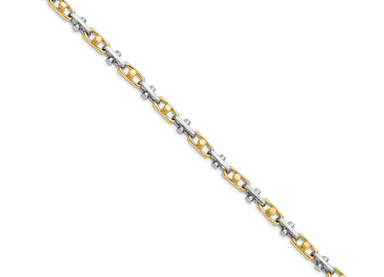 14K Two-tone Hand Polished Fancy Link with Fancy Lobster Clasp Necklace