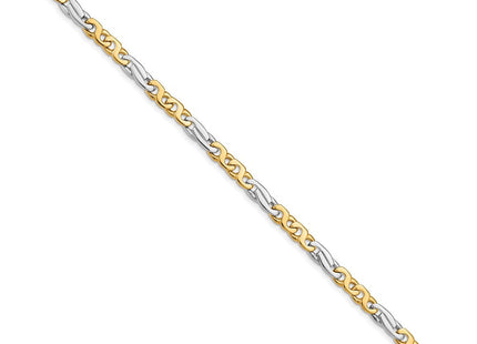 14K Two-tone Hand Polished Fancy Link with Fancy Lobster Clasp Necklace