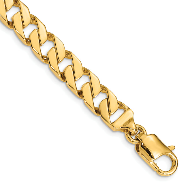 14K Hand Polished Fancy Link with Lobster Clasp Bracelet, 1 x 8.5mm