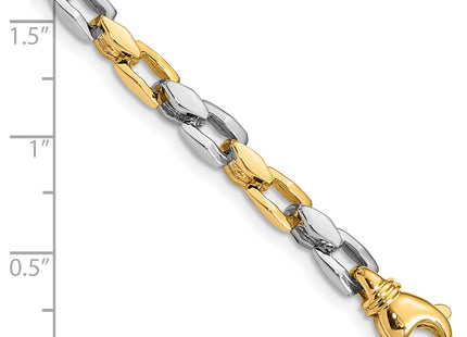 14K Two-tone Hand Polished Fancy Link with Fancy Lobster Clasp Chain (per inch), 1 x 4.5mm
