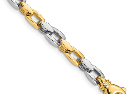 14K Two-tone Hand Polished Fancy Link with Fancy Lobster Clasp Chain (per inch), 1 x 4.5mm